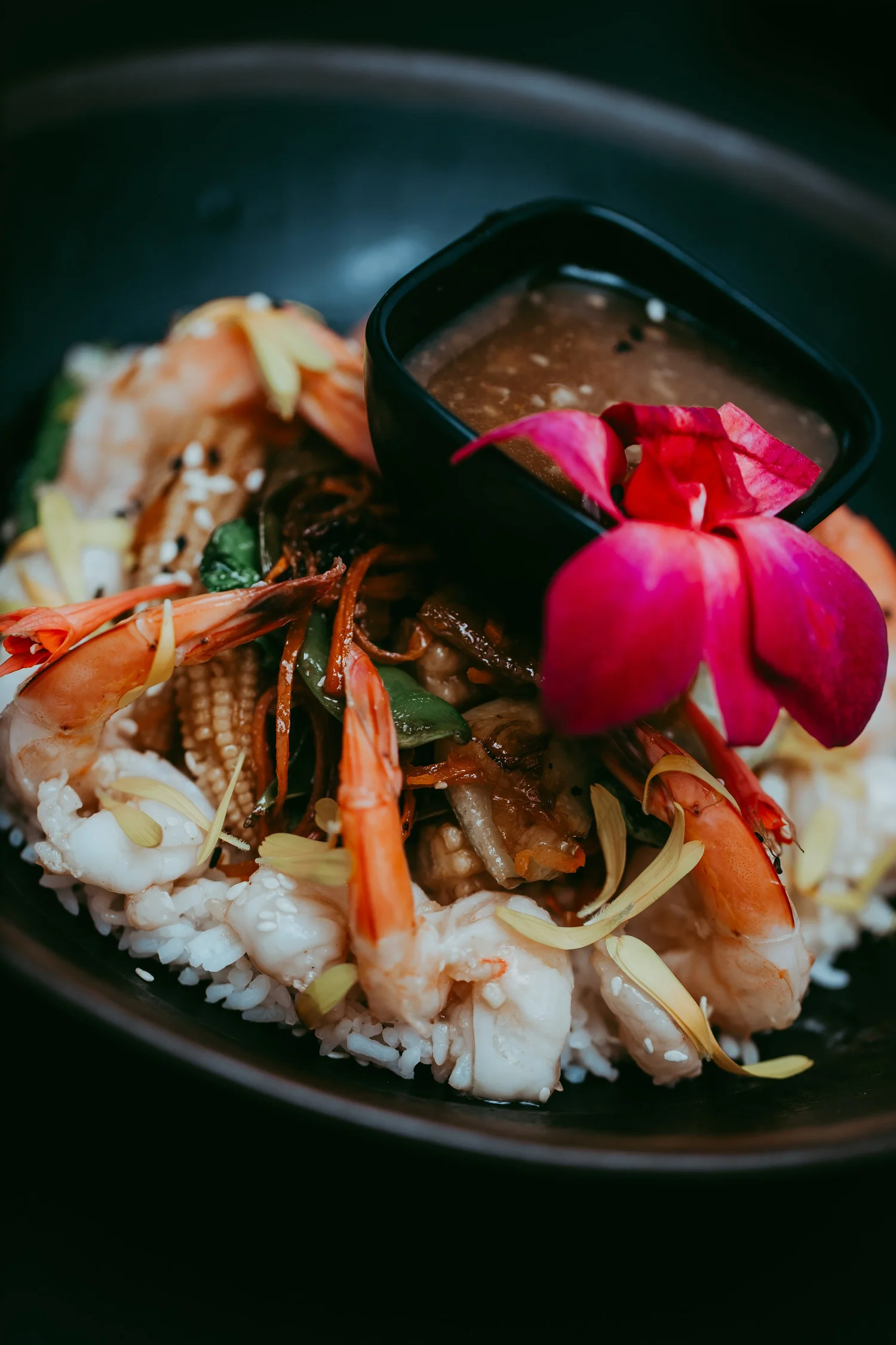 Crevettes royales sautees au wok - Restaurant O Wok Mont-Tremblant